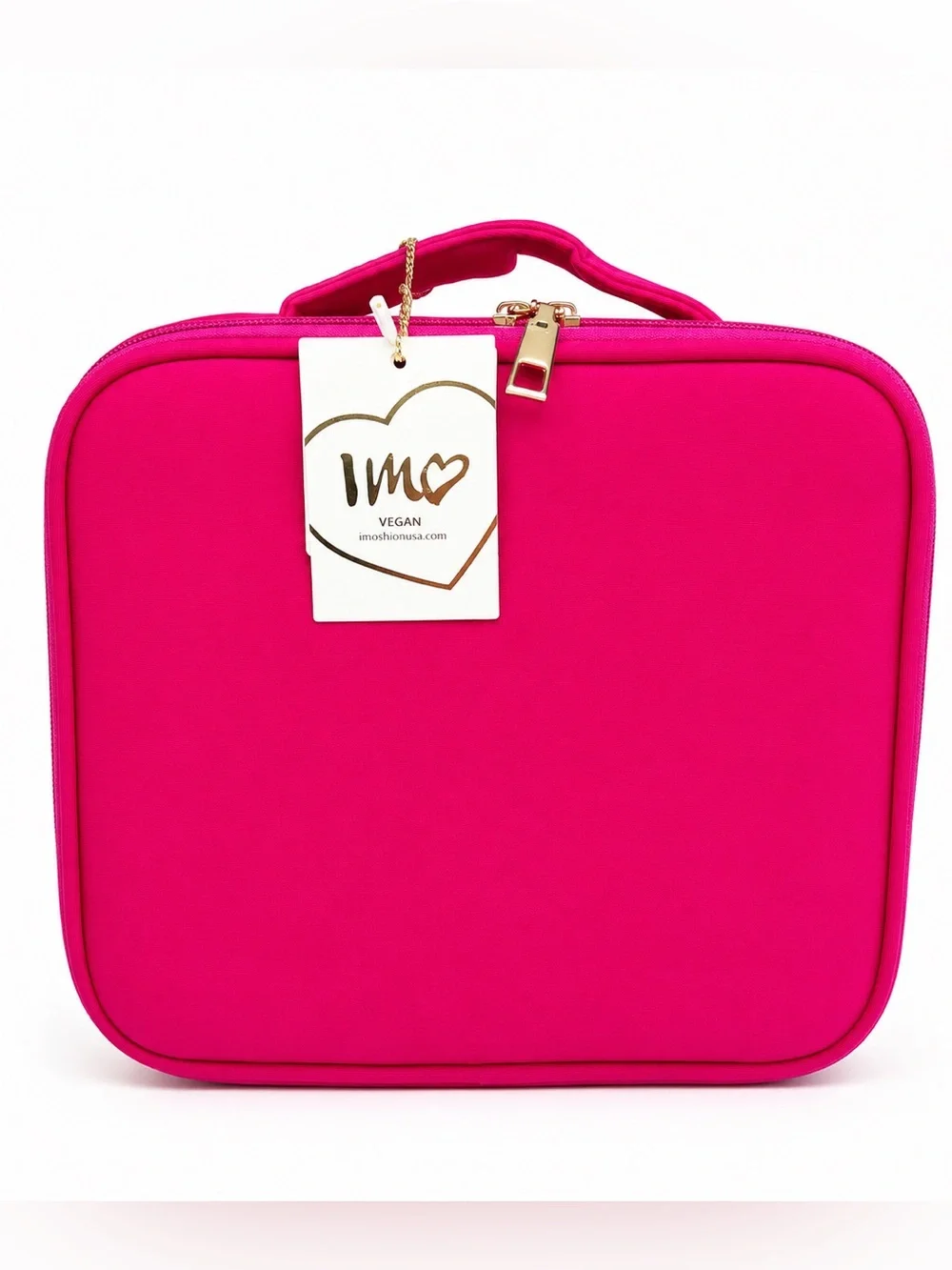 IMO Vegan Hot Pink Train Case Makeup Organizer Cosmetic Storage Bag NWT